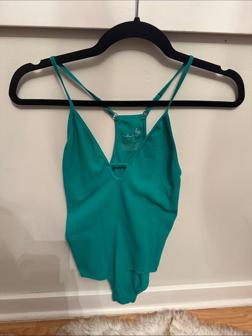 Free People Teal Strappy Chemise Bodysuit